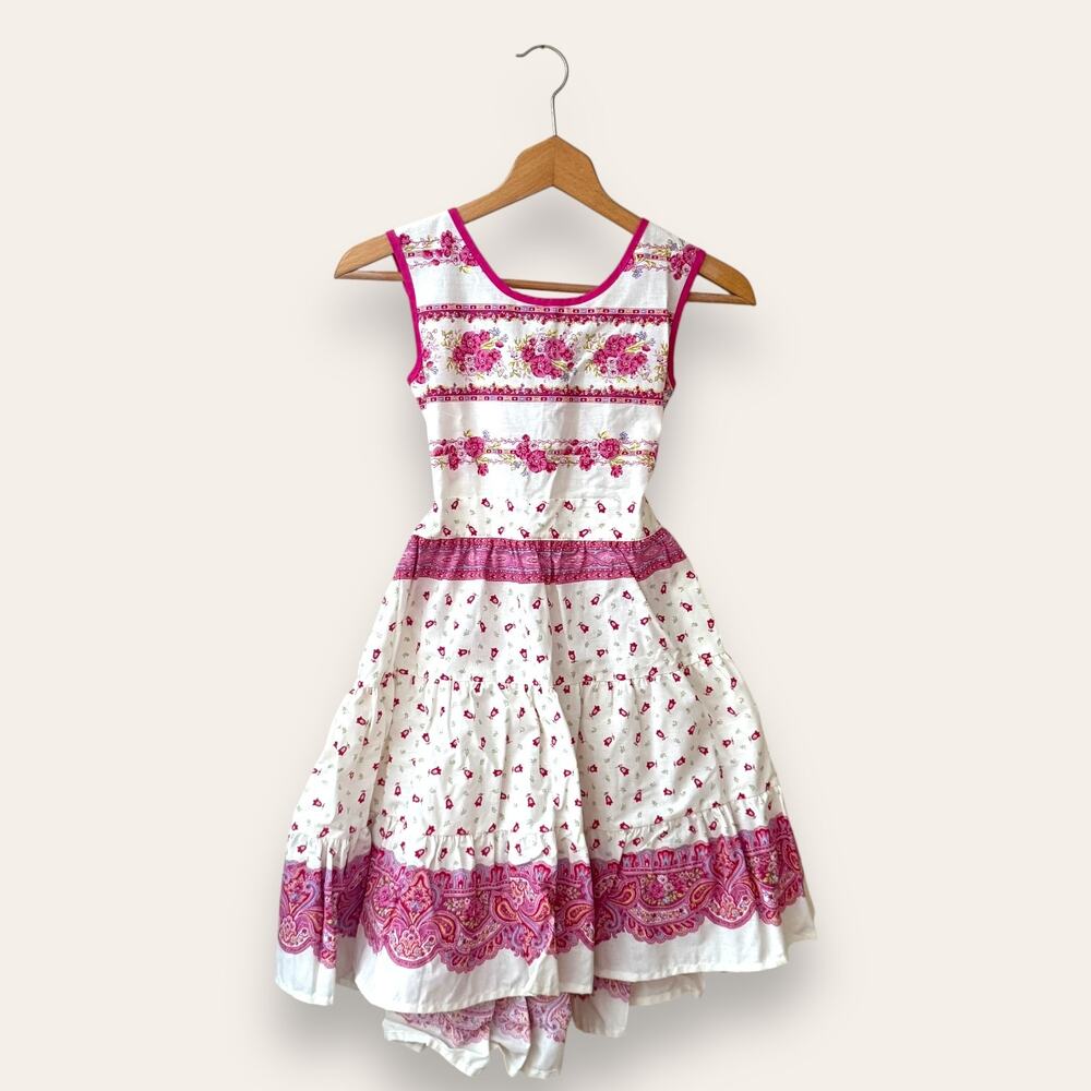 Marat Avignon Sleeveless Tie Back Floral Tulip Paisley High Low Dress 12 Girls